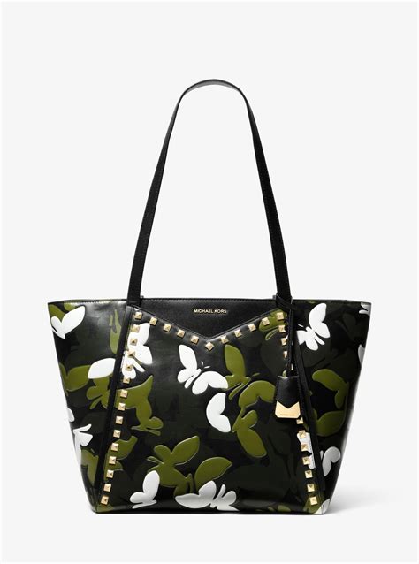 michael kors camo butterfly bag|Whitney Large Butterfly Camo Leather Tote Bag .